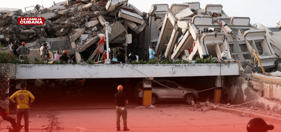 terremoto y escombros