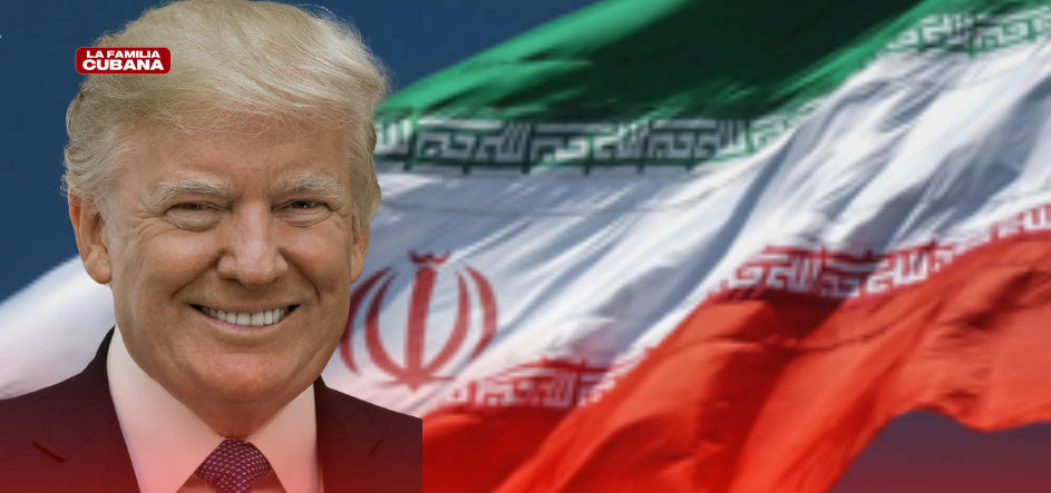 trump y la bandera de iran