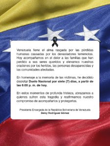 comunicado de delcy rodriguez