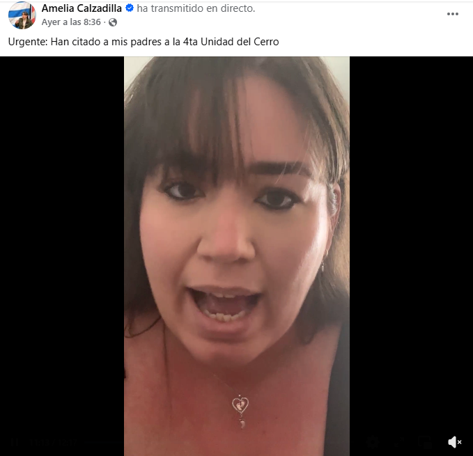 captura de pantalla a video de amelia calzadilla