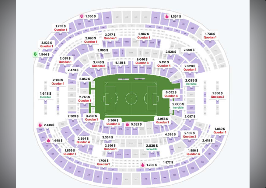 Captura de pantalla precios de los tickets para la semifinal entre francia y españa