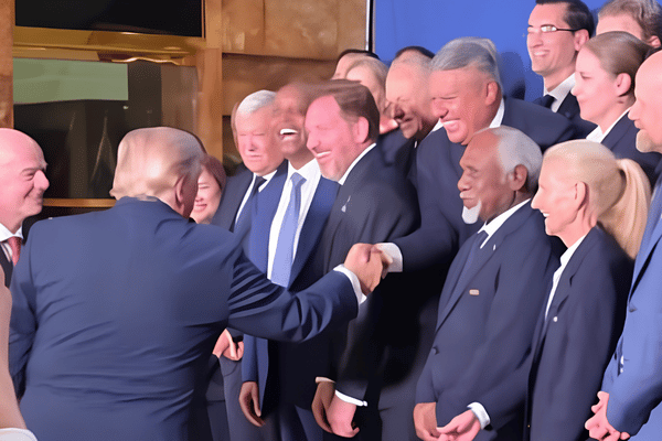 El saludo entre Donald Trump y Claudio "Chiqui" Tapia antes de la final del Mundial 2026