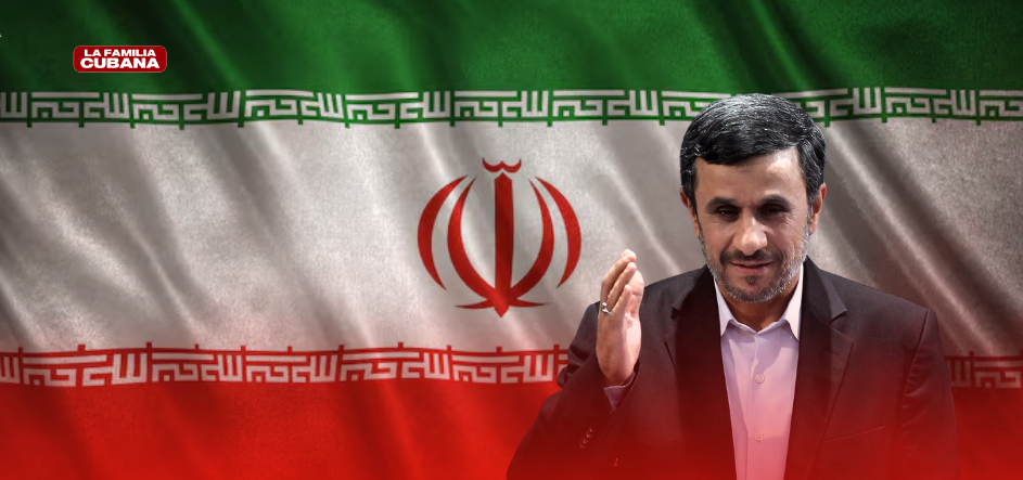 Mahmoud Ahmadinejad y la bandera de iran