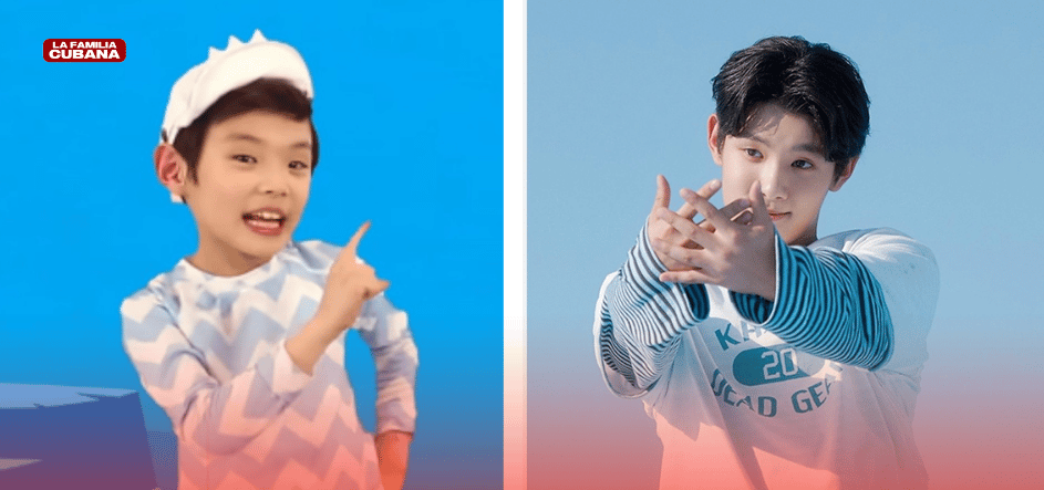 Park Geon-roung en Baby shark a la izquierda y en la actualidad