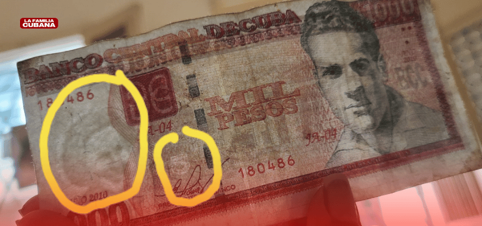 billete de 1000 CUP falso