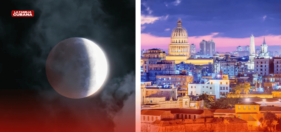Eclipse lunar y La Habana de noche