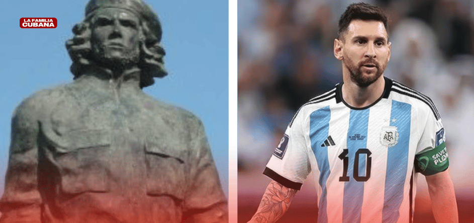 Escultura del Che y Lionel Messi