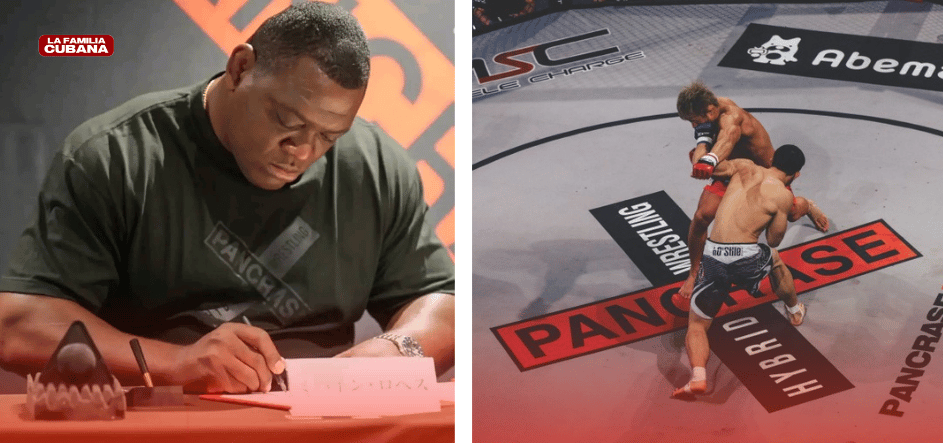 Mijain Lopez firmando con PANCRASE y un combate de MMA