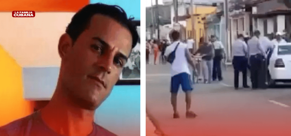 Roberto Pérez Fonseca y manifestante durante las protestas del 11 de julio de 2021