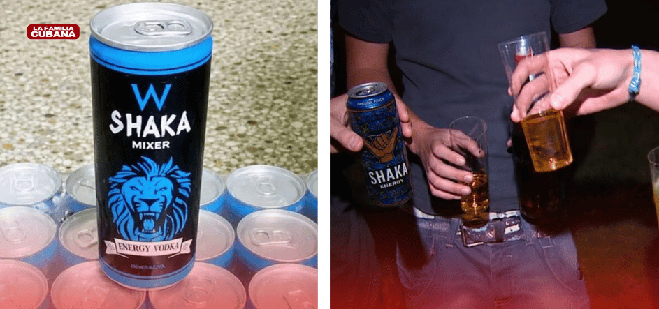 Lata de Shaka y jóvenes compartiendo tragos de Shaka