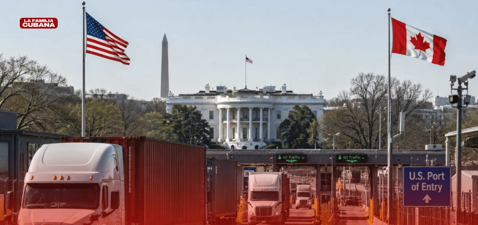 camiones en la frontera de Estados Unidos y Canadá