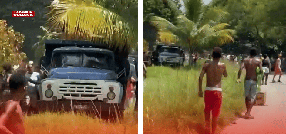camión aceite atracado en la Lisa, Autopista Nacionol, en La Habana, Cuba