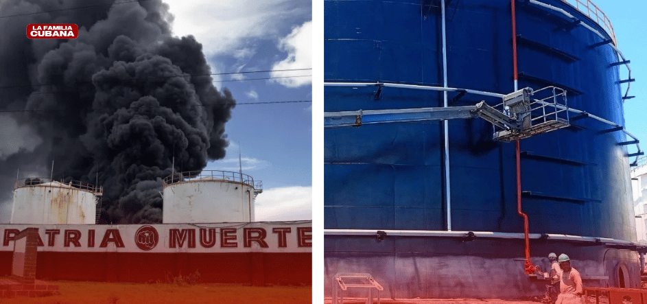 incendio en la bas de supertanqueros en Matanzas y trabajos de reparación de la base
