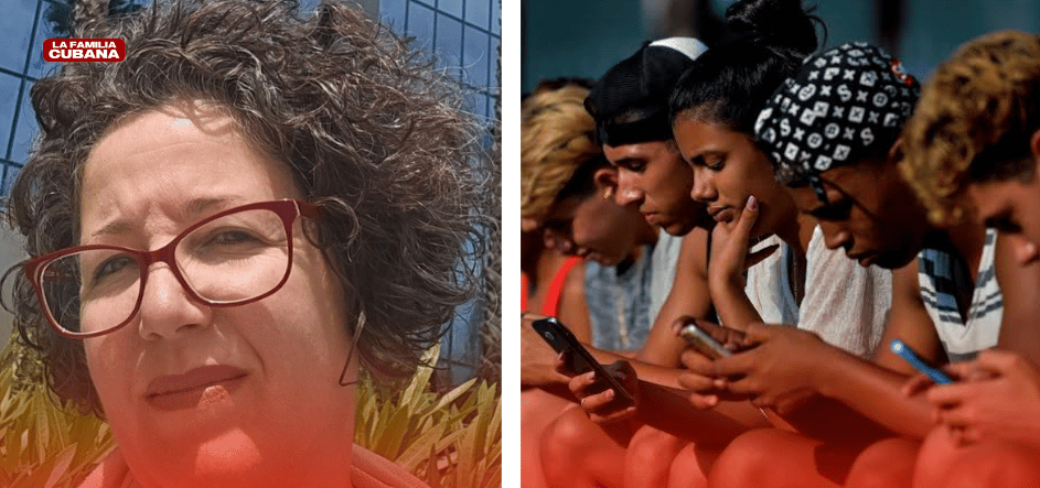 Suleidy Peñate y jovenes cubanos navegando en internet
